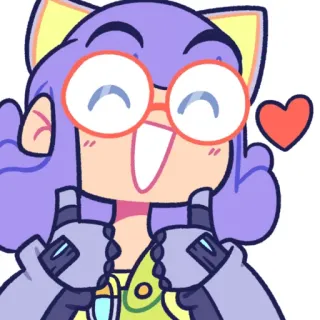 ❤️ Anime, Cartoon, Katzenmädchen, Süß, Kawaii, Sticker, Lila, Fröhlich telegram sticker