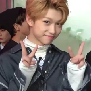 🤍 Felix kpop, cantor, música, celebridade, stray kids, sinal de paz telegram sticker