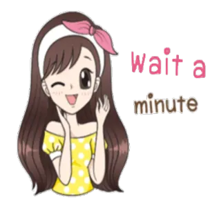 ☝ wait a minute Dibujo animado, Chica, Espera, Minuto, Animación, Lindo whatsapp sticker