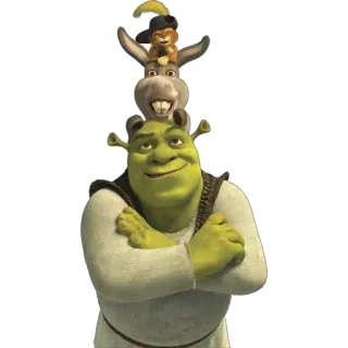😏 Shrek shrek, ezel, de gelaarsde kat, dreamworks, film, animatie telegram sticker