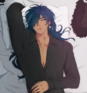 🌟 Kaeya Genshin Impact Anime, Genshin Impact, Kaeya, Personaggio, Sdraiato, Bello, Fanart telegram sticker