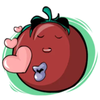 😘 tomat, ciuman, hati, emoji, kartun, makanan whatsapp sticker