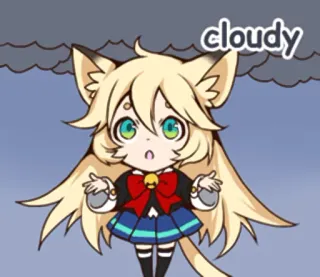 🌥 cloudy nuvoloso, meteo, gattina, anime telegram sticker