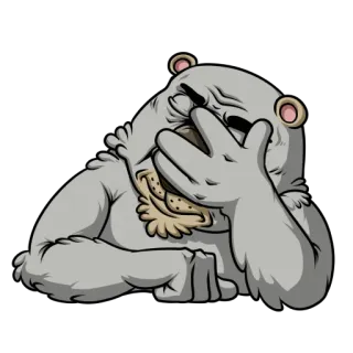 🤦 หมี, การ์ตูน, เศร้า, เอามือก่ายหน้าผาก, อีโมติคอน, สติกเกอร์ telegram sticker
