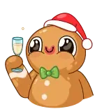 🥂 Lebkuchenmann, Weihnachten, Feiertag, niedlich, Cartoon, Neujahr, Feier, Party telegram sticker