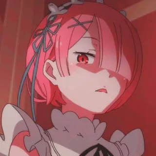 💗 Ram Re:Zero anime, ram, re:zero, pink hair, maid whatsapp sticker