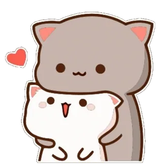 😻 gatto, carino, cuore, kawaii, abbraccio, amore, affetto, cartone animato telegram sticker