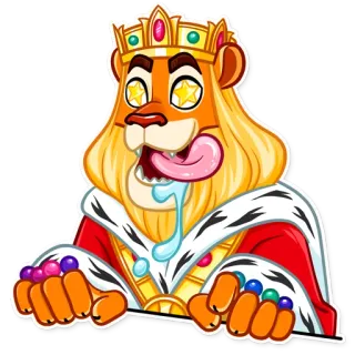 🤤 лев, король, корона, мультфильм, животное, наклейка telegram sticker