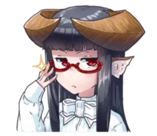 🤓 Anime, Corna, Occhiali, Carino, Personaggio, Ragazza, Demone, Fantasy telegram sticker