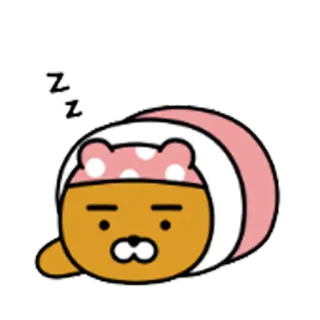 😴 Ryan Райан, Kakao Friends, сон, спать, дремать, милый whatsapp sticker