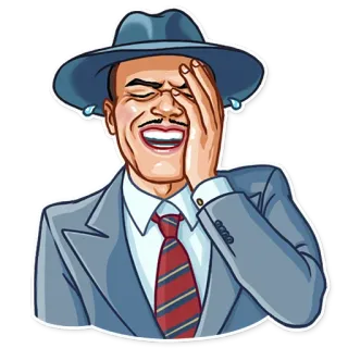 😂 смех, мужчина, мультфильм, федора, костюм, эмодзи, выражение telegram sticker