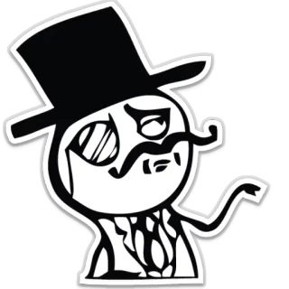 😼 meme, trollface, monocle, top hat, fancy telegram sticker