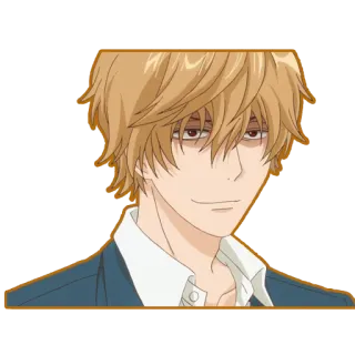😑 anime, manga, blonde hair, smiling, character whatsapp sticker