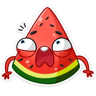 😳 melancia, desenho animado, fruta, adesivo, expressão whatsapp sticker