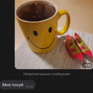 🤩 Мне похуй cup, tea, message, Russian telegram sticker