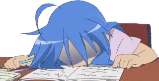 😖 anime, cansado/a, escuela, estudiando, somnoliento/a, chica telegram sticker