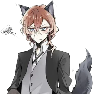 😑 Anime, Manga, Katzenohren, Schwanz, Anzug telegram sticker