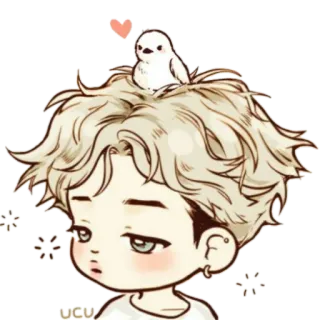 🍄 UCU Dibujo animado, Pájaro, Chibi, Kawaii, Lindo whatsapp sticker
