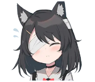 😖 Anime, Personage, Schattig, Bandage, Kattenoren telegram sticker