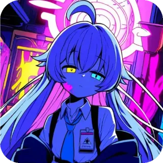 👍 アニメ, 女の子, ネオン, イラスト, キャラクター, デジタルアート telegram sticker