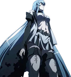 😏 Esdeath Akame ga Kill! Anime, Ijs, Algemeen, Schurk, Blauw haar telegram sticker