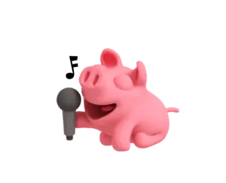 🎤 cochon, micro, animal, dessin animé, rose, mignon telegram sticker