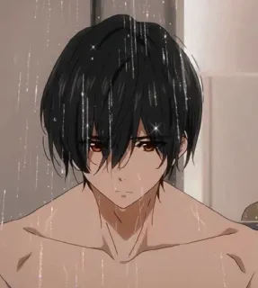 🌧️ Anime, Masculino, Chuveiro, Retrato telegram sticker