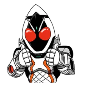 👍 Kamen Rider, Duim omhoog, Superheld, Cartoon, Pantser, Wit telegram sticker