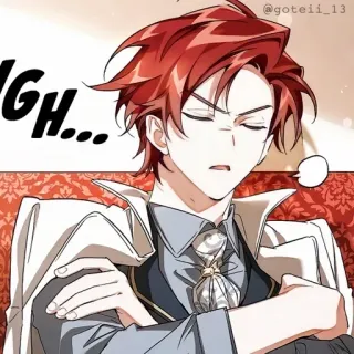 🍷 UGH... Anime, Mangá, Personagem, Expressão, Cabelo ruivo, Homem telegram sticker