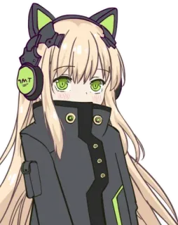 😍 anime, cat ears, girl, headphones, kawaii, cute, manga whatsapp sticker