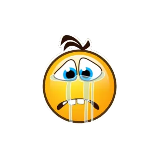 😭 emoji, crying, sad, face, yellow, tears telegram sticker