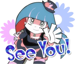 👋 See You! anime, cartoon, girl, waving, blue hair telegram sticker