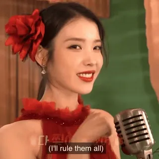 😎 (I'll rule them all) kpop, singer, IU, woman, microphone telegram sticker