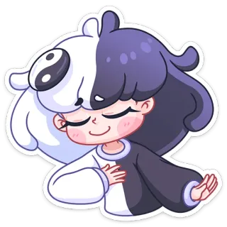 ☺️ sticker, chibi, kawaii, cartone animato, personaggio, yin yang, carino telegram sticker