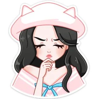 😥 만화, 소녀, 고양이 모자, 귀여운, 애니메이션 telegram sticker