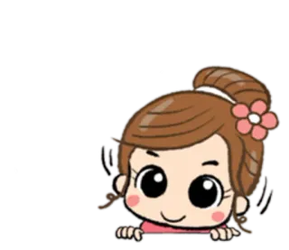 🙇 Desenho animado, Menina, Flor, Cabelo, Fofo telegram sticker