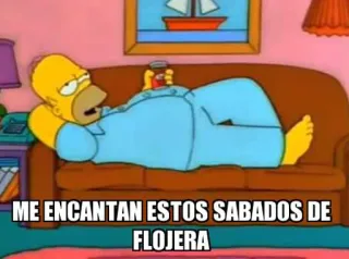 😋 Homer Simpson The Simpsons ME ENCANTAN ESTOS SABADOS DE FLOJERA 게으른, 토요일, 심슨, 만화, 휴식, 소파, 맥주 telegram sticker