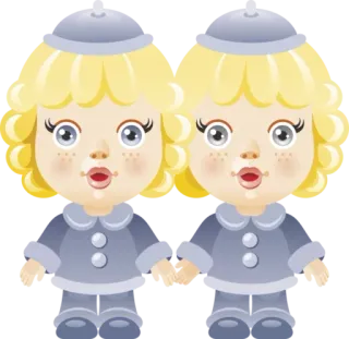 😚 kembar, boneka, kartun, anak perempuan, persahabatan telegram sticker