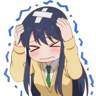 😖 anime, character, sad, injured, sticker, distressed telegram sticker