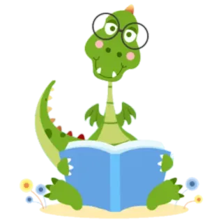 😖 дракон, чтение, книга, очки, мультфильм, милый, животное, фэнтези telegram sticker