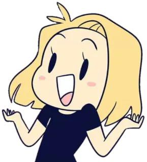 😃 cartoon, character, blonde hair, shrugging, illustration, cute telegram sticker