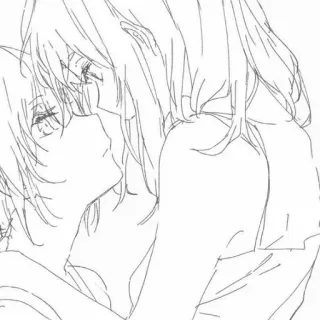 🤍 lgbt, miłość, anime, pocałunek, para, uczucie, romantyzm, szkic telegram sticker