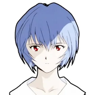 😑 Rei Ayanami Neon Genesis Evangelion Anime, Manga, Rei Ayanami, Evangelion, Cheveux bleus, Yeux rouges telegram sticker