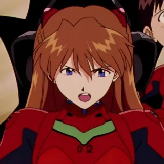 😠 Asuka Langley Soryu Neon Genesis Evangelion anime, character, red, eva, 02 telegram sticker