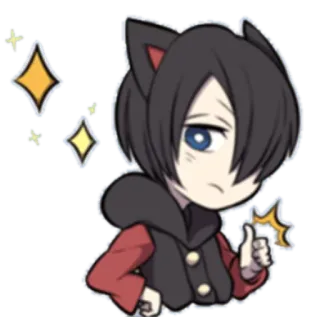👍 Аниме, Кошачьи ушки, Чиби, Кавай, Блестки, Большой палец вверх whatsapp sticker