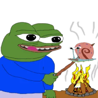 😋 S L A ミーム, ペペ, カタツムリ, キャンプファイヤー, 料理 telegram sticker