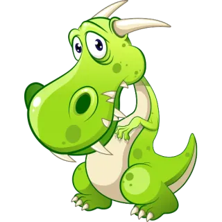 😔 dragão, desenho animado, animal, verde, fofo, fantasia telegram sticker