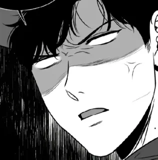 🖤 Manhwa, Uomo, Faccia, Arrabbiato, Ritratto, Bianco e nero telegram sticker