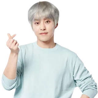 ❤️ kpop, idol, célébrité, asiatique, homme, finger heart, geste, portrait telegram sticker