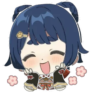 ☺ Xiangling Genshin Impact anime, dibujos animados, Genshin Impact, Xiangling, lindo, feliz, chibi telegram sticker